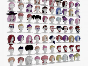 96 Hairstyles 3D Model