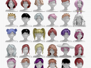 96 Hairstyles Model 3D