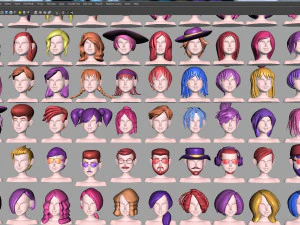 96 Hairstyles 3D Model