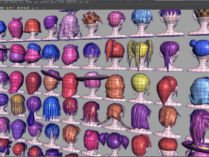 96 Hairstyles 3D Model