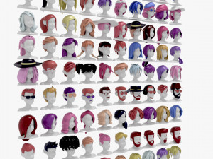 96 Hairstyles Model 3D