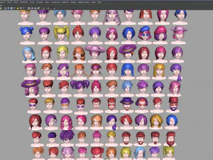 96 Hairstyles 3D Model
