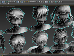 96 Hairstyles Model 3D