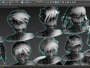 96 Hairstyles 3D Model
