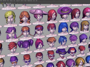 96 Hairstyles 3D Model