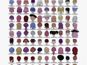 96 Hairstyles Model 3D