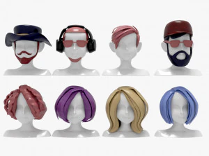 96 Hairstyles 3D Model