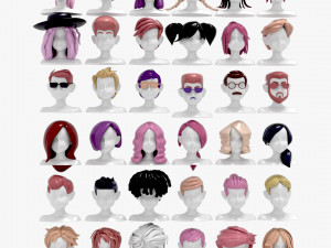 96 Hairstyles Model 3D