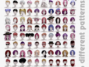 96 Hairstyles 3D Model