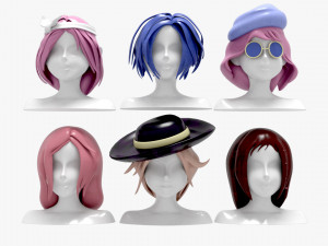 96 Hairstyles Model 3D