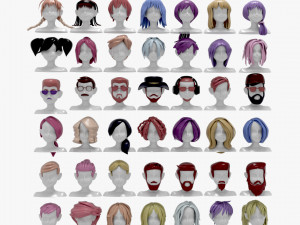 96 Hairstyles Model 3D