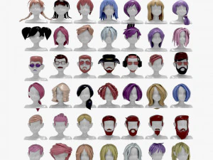 96 Hairstyles 3D Model