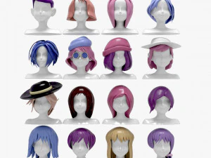 96 Hairstyles 3D Model