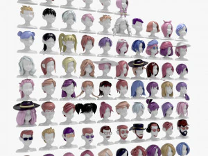 96 Hairstyles 3D Model
