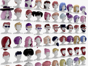 60 Hairstyles 3D Model