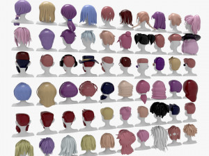 60 Hairstyles 3D Model