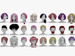 60 Hairstyles 3D Model