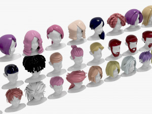 60 Hairstyles 3D Model