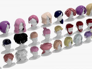 60 Hairstyles 3D Model