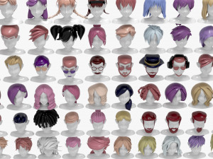 60 Hairstyles 3D Model