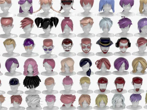 60 Hairstyles 3D Model