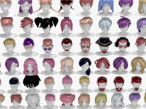 60 Hairstyles 3D Model