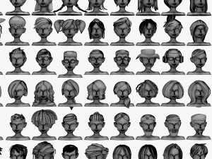 60 Hairstyles 3D Model