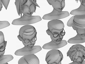 60 Hairstyles 3D Model