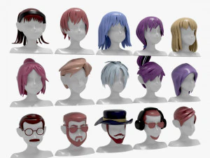 15 Hairstyles 3D Model