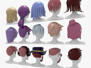 15 Hairstyles 3D Model