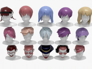 15 Hairstyles 3D Model