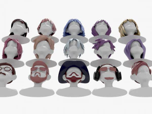 15 Hairstyles 3D Model