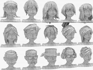 15 Hairstyles 3D Model
