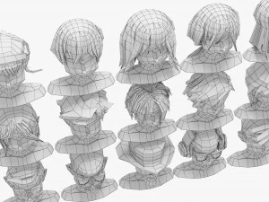 15 Hairstyles 3D Model