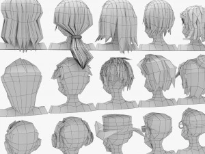 15 Hairstyles 3D Model