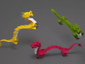 Drag&oacute;n de baja poli Modelo 3D