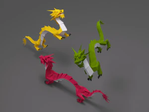 Drag&oacute;n de baja poli Modelo 3D