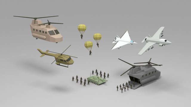 Army low poly 3D Модель .c4d .max .obj .3ds .fbx .stl .blend 