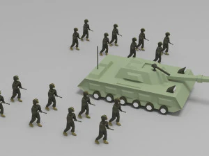 Esercito basso poli Modello 3D