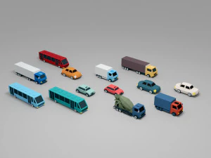 Auto Low Poly 3D Modell