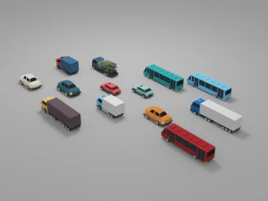 Araba d&uuml;ş&uuml;k poli 3D Model