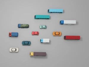 Araba d&uuml;ş&uuml;k poli 3D Model