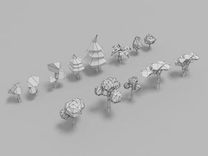 Trees low poly 3D Model