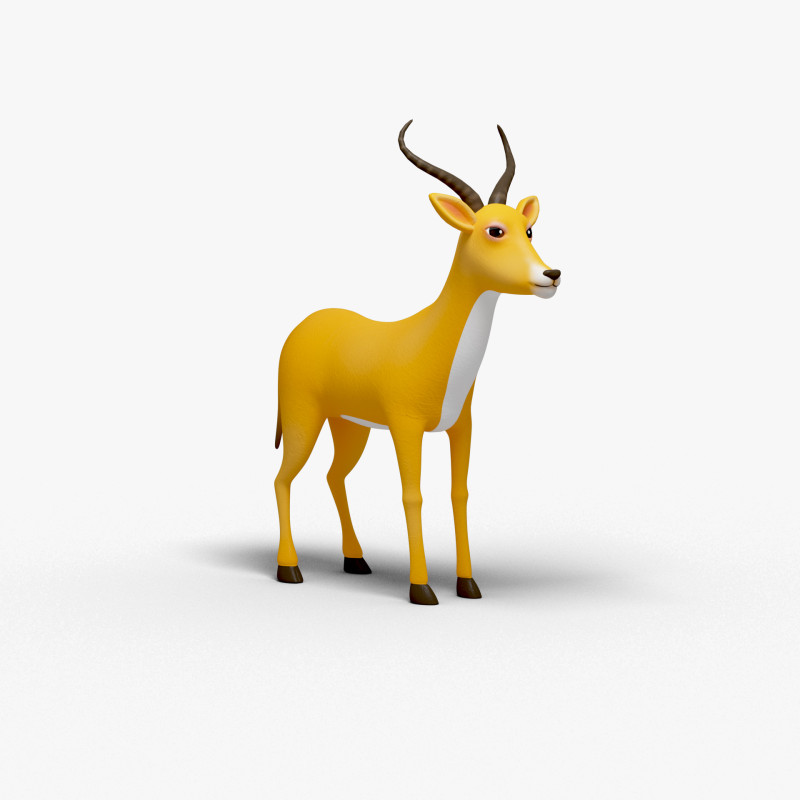 Deer Cartoon 3D-Modell .c4d .max .obj .3ds .fbx .stl .blend 