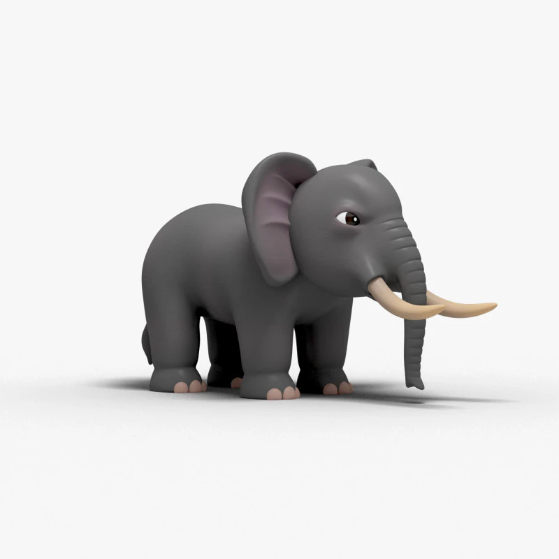 Elephant Cartoon 3D Model .c4d .max .obj .3ds .fbx .stl .blend 