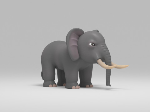 Elephant Cartoon Modelo 3D