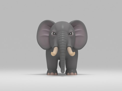 Elephant Cartoon Modelo 3D