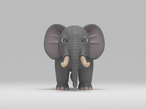 Elephant Cartoon 3D Model