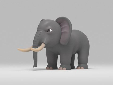 Elephant Cartoon Modelo 3D