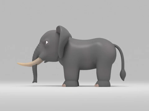 Elephant Cartoon 3D Model